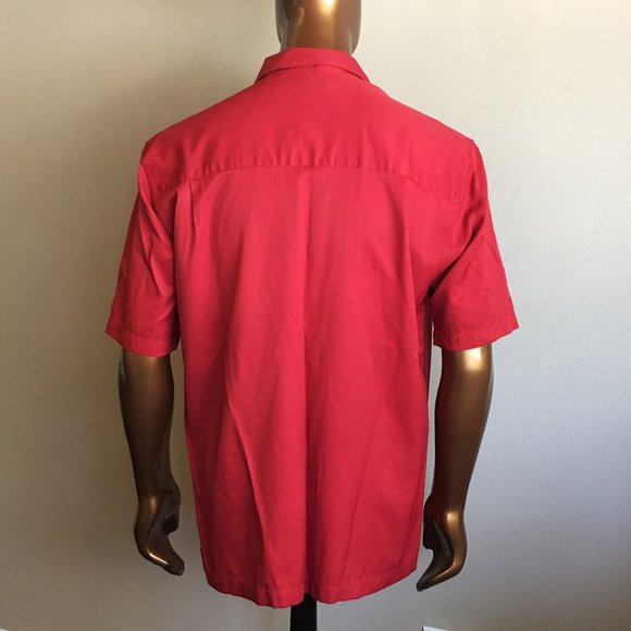SOBRINO Red & Black Double Martini & Pineapple Panel Bowling Shirt - Picture 7 of 11